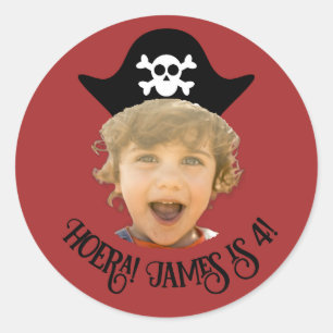 Dieprood Piraten Foto Sticker – Eigen Naam - 
