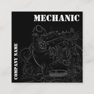 Diesel Engine Square Mechanic Business Card