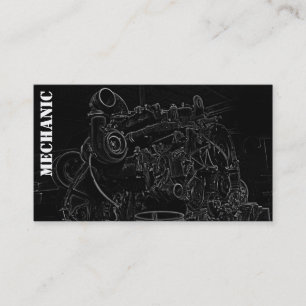 Diesel Engine Square Mechanic Business Card