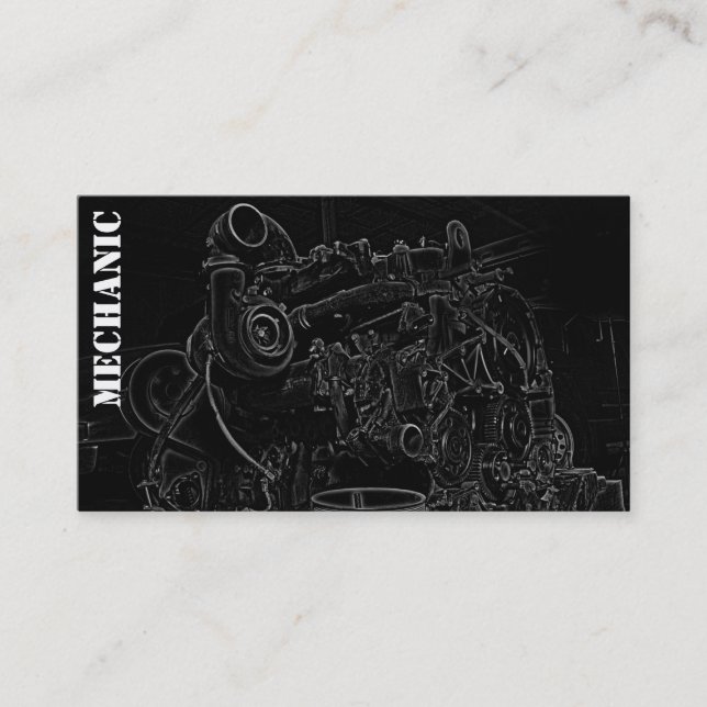 Diesel Engine Square Mechanic Business Card (Front)