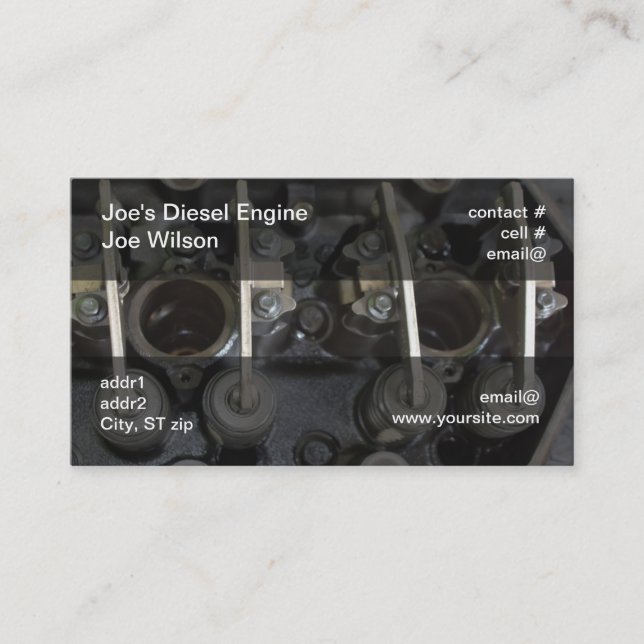Diesel engine valves business card (Front)