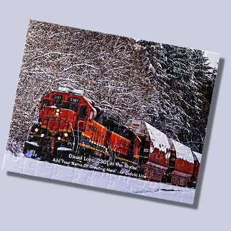Diesel Loco 2361 in the Snow - Add Name Jigsaw Puzzle