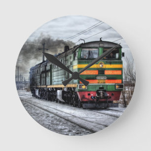 Diesel Locomotive Gifts for Train Lovers Round Clock
