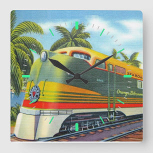 Diesel Locomotive Square Wall Clock