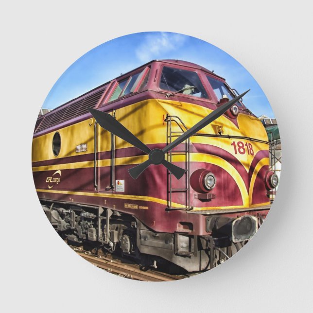  Diesel Locomotive Train Railway Railroad Gifts Round Clock (Front)