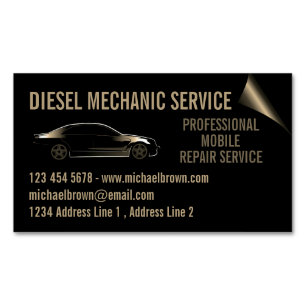 Diesel Mechanic Automotive Repair gold Magnetic Business Card