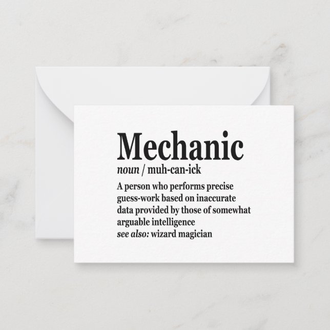 Diesel Mechanic Definition Funny Repairman Father  Card (Front)