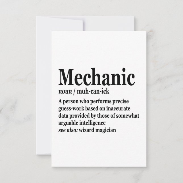 Diesel Mechanic Definition Funny Repairman Father  Thank You Card (Front)