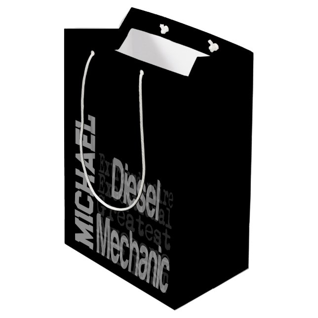 Diesel Mechanic Extraordinaire CUSTOM Medium Gift Bag (Back Angled)