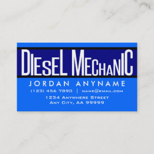 Diesel Mechanic Funky Text Blue Business Card