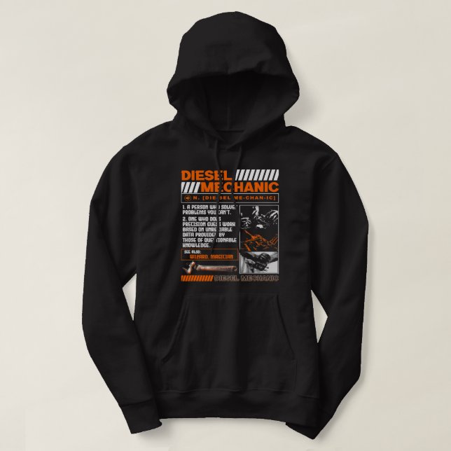 Diesel Mechanic Funny Auto Truck Aircraft Mechanic Hoodie (Design Front)