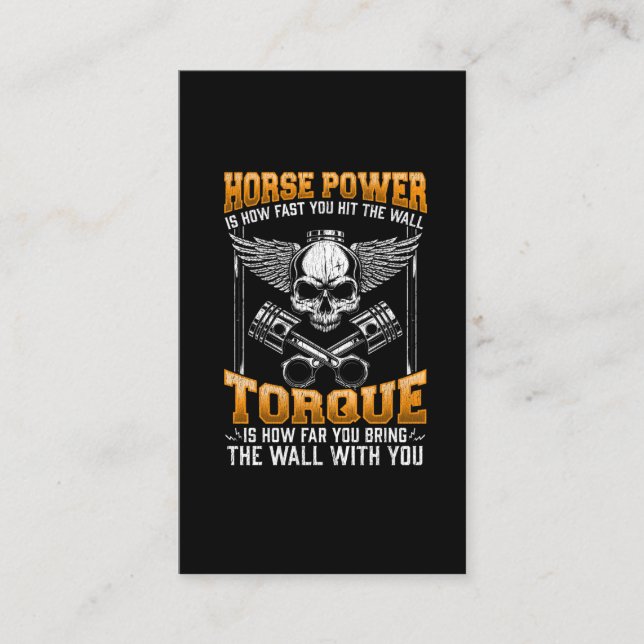 Diesel Mechanic Horsepower Torque Auto Car Lover Business Card (Front)