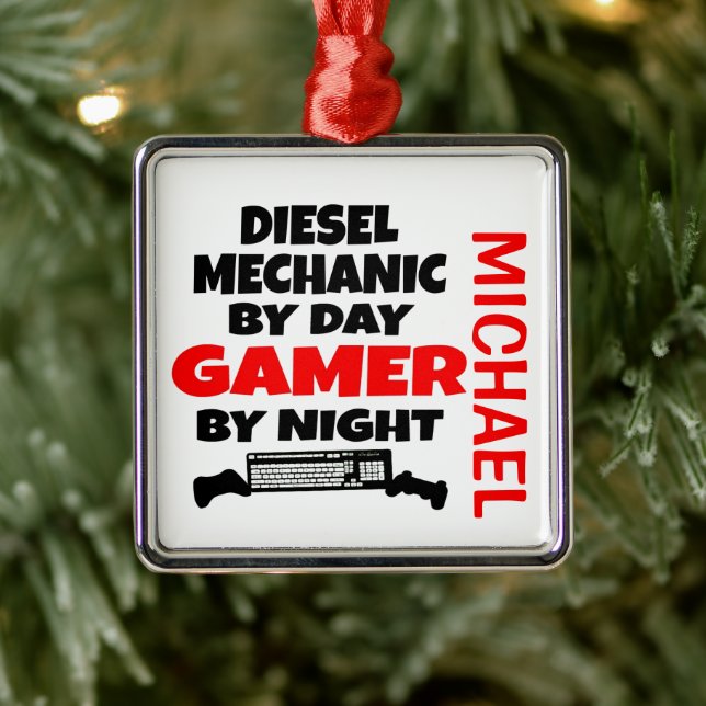 Diesel Mechanic Loves Playing Video Games Metal Tree Decoration (Tree)