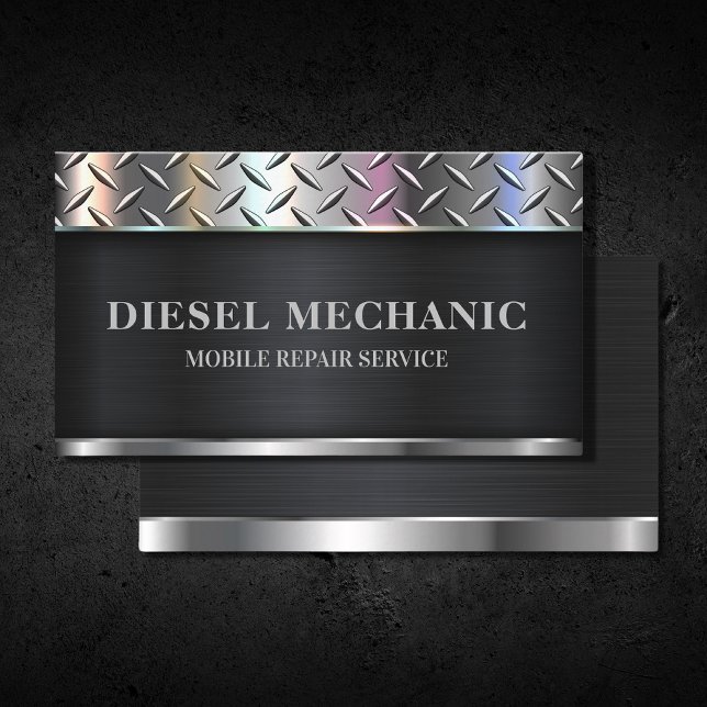 Diesel Mechanic Maintenance Metal Repair Service  Business Card (Creator Uploaded)