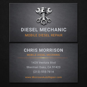 Diesel Mechanic Metallic Business Card