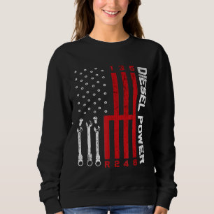 Diesel Mechanic Shifting Gear American Flag Drag R Sweatshirt