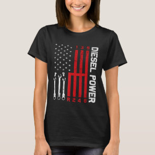 Diesel Mechanic Shifting Gear American Flag Drag R T-Shirt