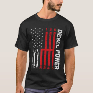 Diesel Mechanic Shifting Gear American Flag Drag R T-Shirt