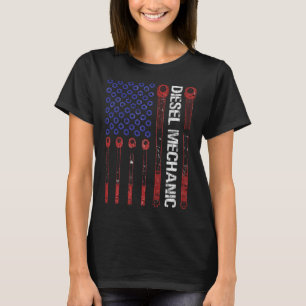 Diesel Mechanic Torque Wrench USA American Flag Fa T-Shirt