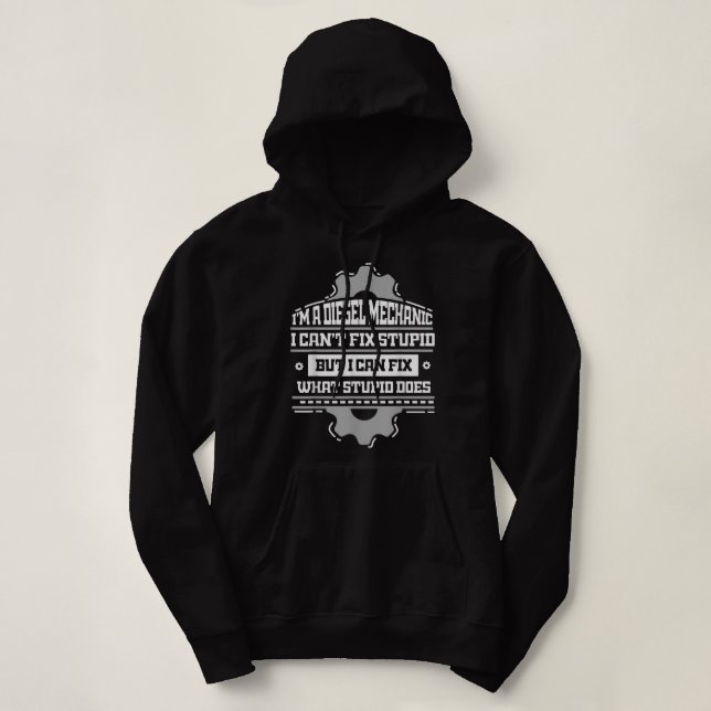 Diesel Mechanic Trucker  Funny Truck Repairing Pun Hoodie (Design Front)