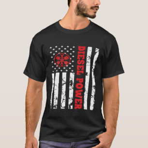 Diesel Power American Flag Thin Red Line Mechanics T-Shirt