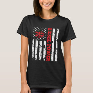 Diesel Power American Flag Thin Red Line Mechanics T-Shirt