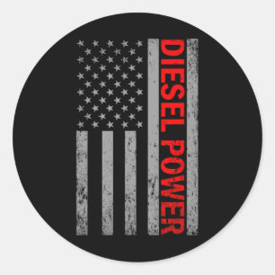 Diesel Power Usa Flag Truck Turbo Brothers Mechani Classic Round Sticker