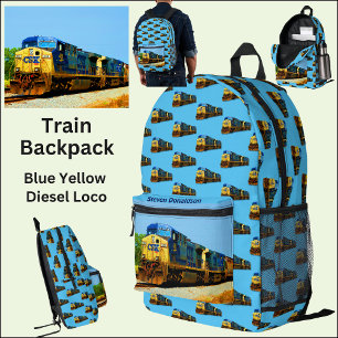 Diesel Train Locomotive Engine - Add Name Printed Backpack