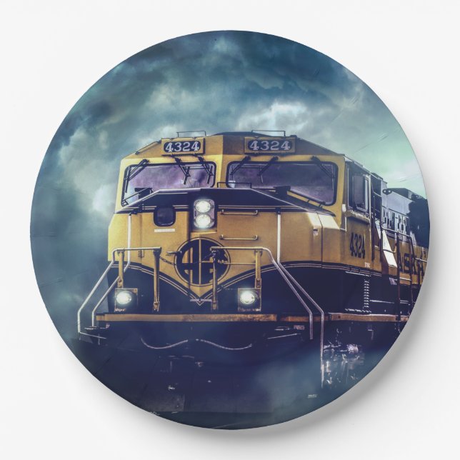 Diesel Train Locomotive Paper Plate (Front)
