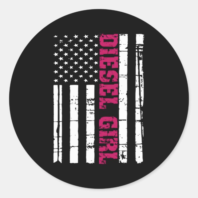 Diesel Truck Flag American Usa Brothers Turbo Classic Round Sticker (Front)