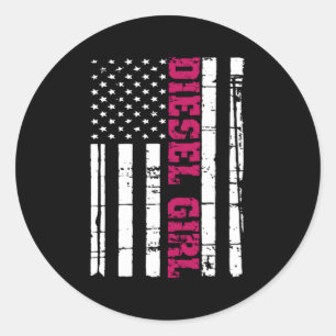 Diesel Truck Flag American Usa Brothers Turbo Classic Round Sticker