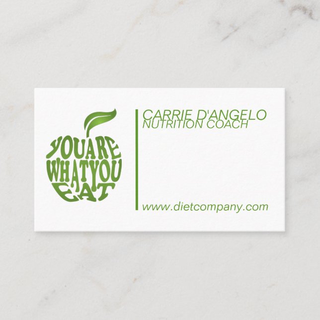 Diet and Nutrition manager Business Card (Front)