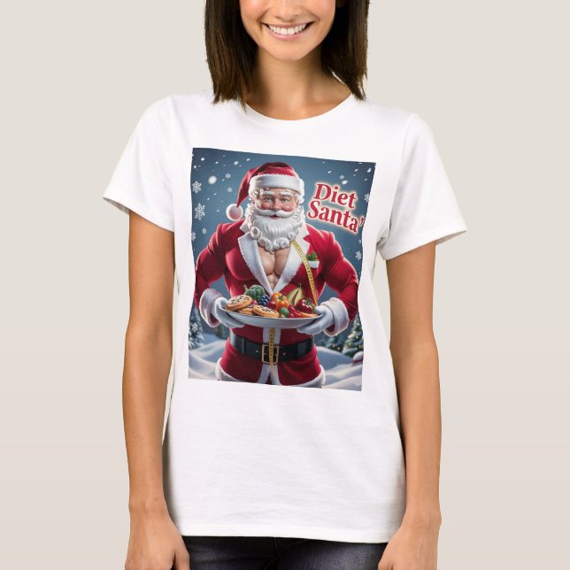 Diet Santa Christmas T-Shirt -Holiday Tee with Fun (Front)