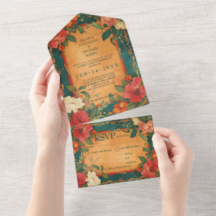 🌹Dietary choice Rose Romance: Art Nouveau All In One Invitation