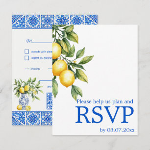 💙🍋Dietary preferences Azul & Limone Romance RSVP Card