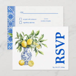 💙🍋Dietary preferences  Azul & Limone Romance RSVP Card
