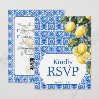 🌈 Dietary requirent + QR Azul & Limone Romance RSVP Card
