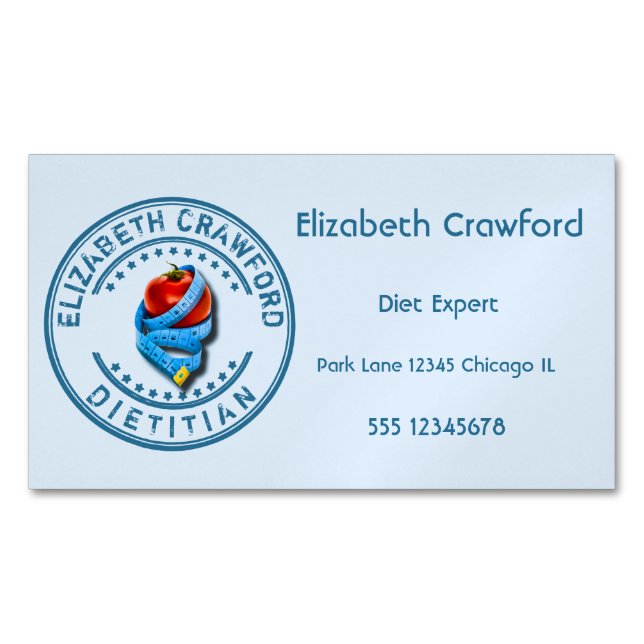 Dietician Dietologist Doctor With Measuring Tape Magnetic Business Card (Front)