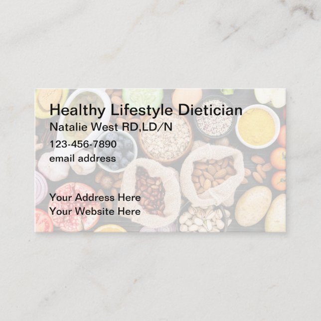 Dietician Health Food Business Cards (Front)