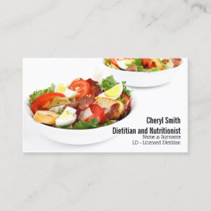 Dietician healthy fresh salad in bowls minimalist business card
