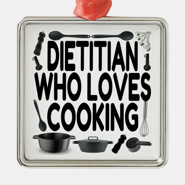 Dietician Loves Cooking Metal Tree Decoration (Front)