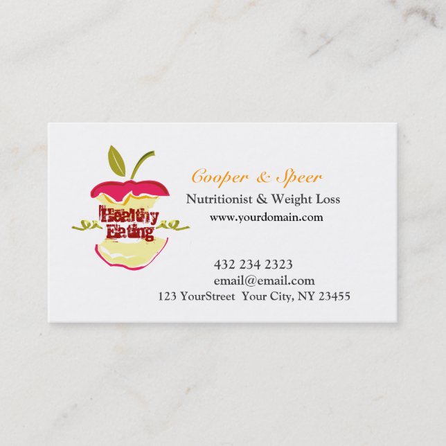 Dietician Nutritionist  Apple Design  Business Business Card (Front)