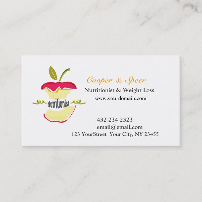 Dietician Nutritionist  Apple Design  Business Business Card (Front)