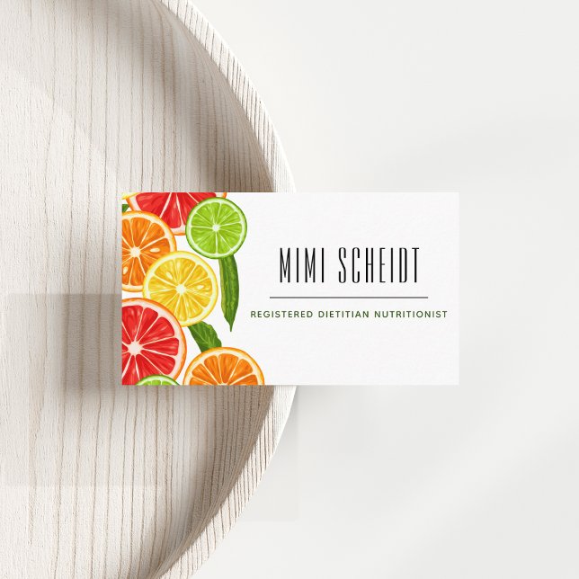 Dietician Nutritionist Colourful Citrus Fresh Frui Business Card (Creator Uploaded)