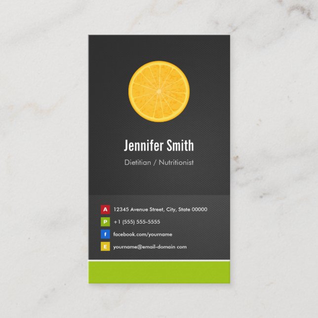 Dietician / Nutritionist Diet Creative Innovative Business Card (Front)