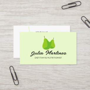 Dietician nutritionist green pear fruit logo business card