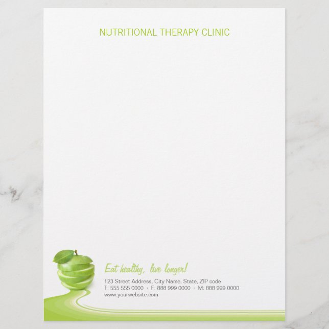 Dietician Nutritionist Healthy Eating letterhead (Front)