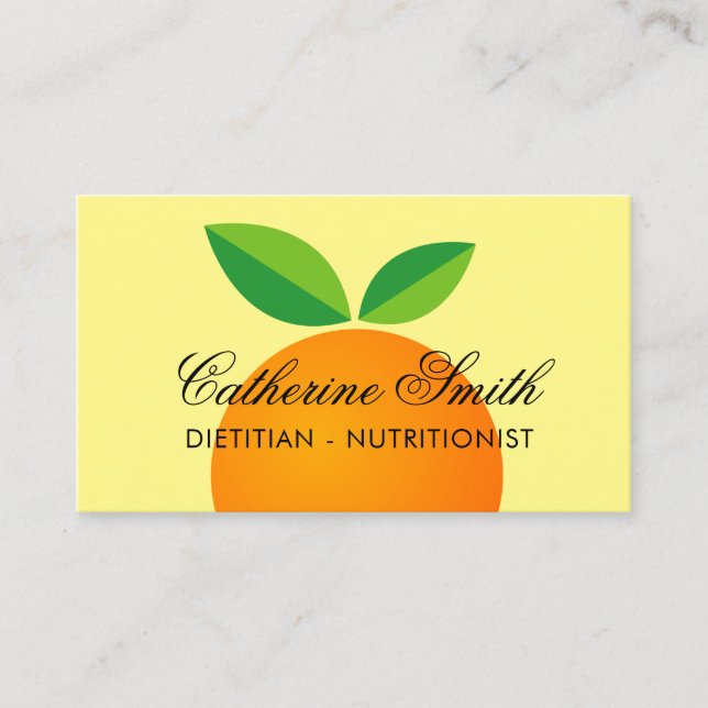 Dietician nutritionist orange fruit business card (Front)