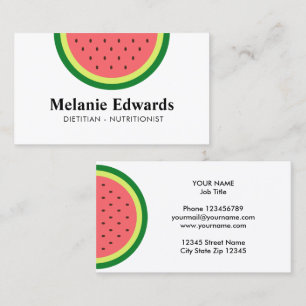 Dietician nutritionist watermelon business cards