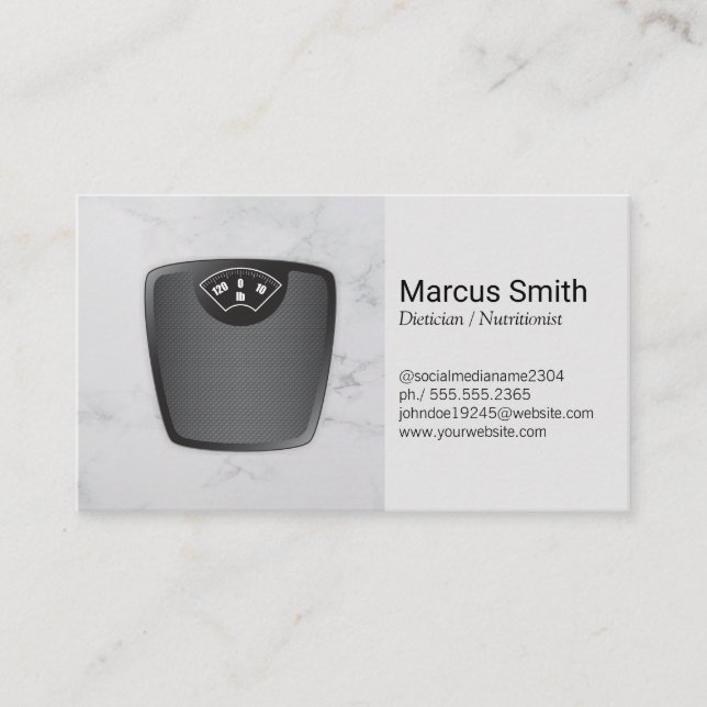 Dietician | Personal Trainer | Nutritionist Business Card (Front)